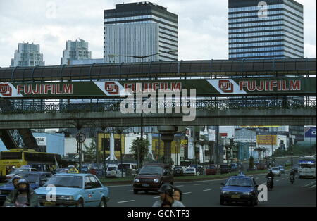 the skyline of the city centre of Jakarta in Indonesia in Southeastasia. Stock Photo
