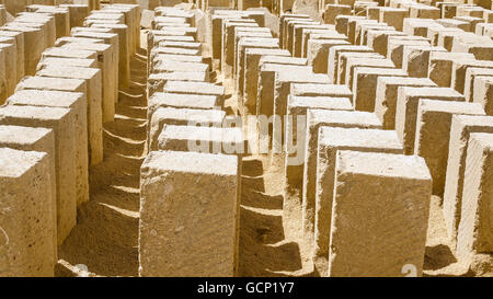 A moltidute of tufa blocks in a stone quarry Stock Photo