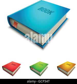 Vector hardcover book icon set. Stock Vector