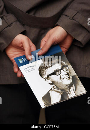 The order of service for the funeral of Edwin Morgan, Scotland's first national poet, at the University of Glasgow. Stock Photo