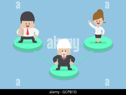 Business people on node connected by network lines, social network and business connections concept Stock Vector
