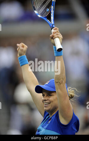 Belgium's Kim Clijsters celebrates victory over Czech Republic's Andrea ...