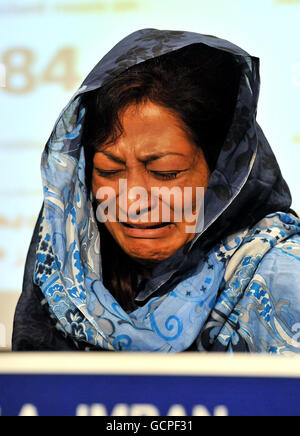 Mrs Shumaila Imran makes an emotional appeal at New Scotland Yard for witnesses to her husband's murder last week. Stock Photo