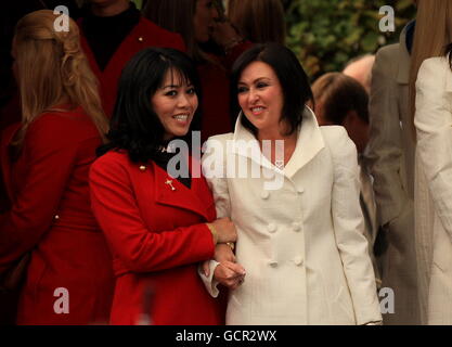 USA's Lisa Pavin and Europe's Gaynor Montgomerie share a laugh prior to the start of the opening ceremony Stock Photo