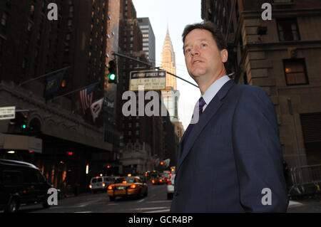 Deputy Prime Minister Nick Clegg walks to the United Nations building in New York. Mr Clegg will address the UN Millennium Development Goals Summit later today. Stock Photo