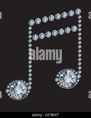 Diamond Music Note made a lot of diamonds Stock Vector