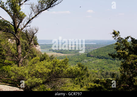 The view from bluff at Devils Lake state park in Wisconsin Stock Photo