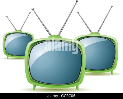 vector green retro tv sets Stock Vector