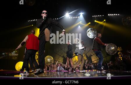 Roll Deep perform during the 2010 Mobo Awards, at the Echo Arena, Monarchs Quay, Albert Dock, Liverpool. Stock Photo