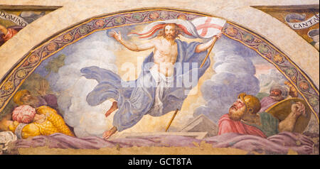 CREMONA, ITALY - MAY 24, 2016: The fresco of Resurrection of Jesus in Chiesa di Santa Rita by Giulio Campi (1547). Stock Photo