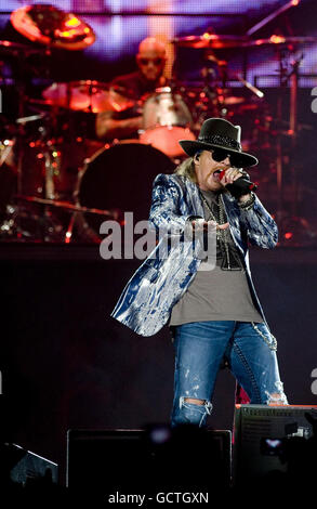 Guns N' Roses perform at the O2. Axl Rose of Guns N' Roses performs at ...
