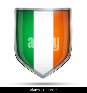 Shield with flag Ireland Stock Vector