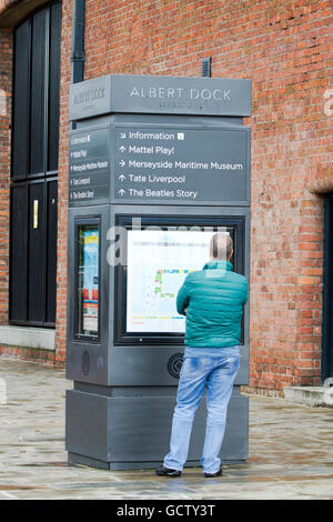 Information maps at Albert Dock, Liverpool, Merseyside, UK Stock Photo