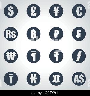 Yen currency symbols, finance icons vector set, black and white Stock ...