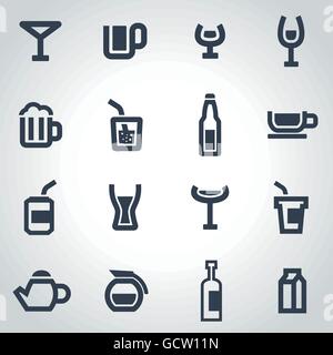 Vector black beverages icon set Stock Vector