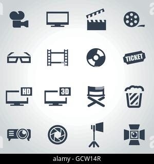 Black Movie and cinema icons -vector icon set Stock Vector Image & Art ...