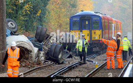 Cement mixer accident Stock Photo