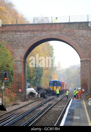 Cement mixer accident Stock Photo