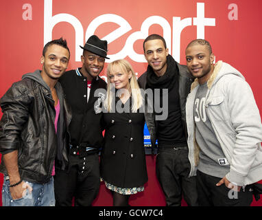 JLS visit Global Radio - London Stock Photo