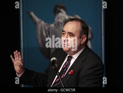 Scottish First Minister Alex Salmond makes the opening speech during a conference at the Storytelling Centre in Edinburgh, organised by the Church of Scotland and Catholic Church of Scotland to mark the 450th anniversary of the Reformation. Stock Photo