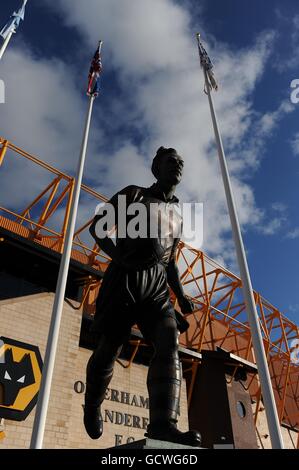 A general view of the Billy Wright statue outside Molineux, home of ...