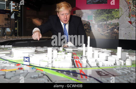 Mayor of London Boris Johnson unveils new designs for the capital's Crossrail stations at The Building Centre, London. Stock Photo