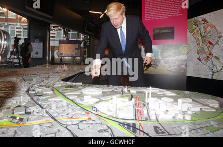 Mayor of London Boris Johnson unveils new designs for the capital's Crossrail stations at The Building Centre, London. Stock Photo
