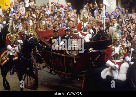 Royalty - Prince of Wales and Lady Diana Spencer Wedding - London Stock Photo