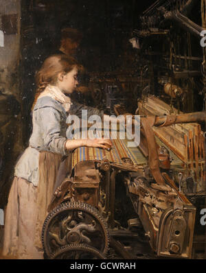The working girl by Joan Planella, 1885. Museum of the History of Catalonia, Barcelona. Spain. Stock Photo