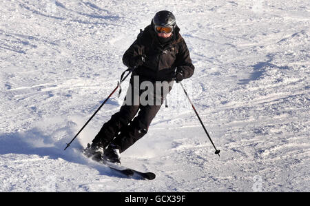 A Skier at Glenshee Ski resort in Scotland, as the cold weather continues across the UK. Stock Photo