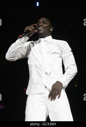 Akon on stage during Capital FM's Jingle Bell Ball at the O2 Arena, London. Stock Photo