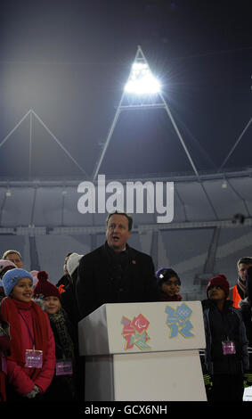 Olympics - Olympic Stadium Floodlight Switching On Ceremony - Olympic Park Stock Photo