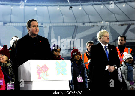 Olympics - Olympic Stadium Floodlight Switching On Ceremony - Olympic Park Stock Photo