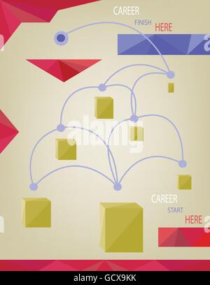 Career concept with dots, squares and paths infographic. Digital vector image Stock Vector