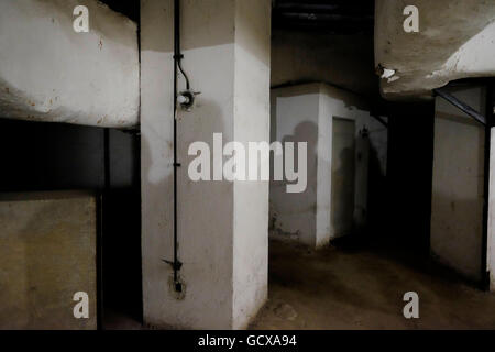 The basement inside The Palace of the Parliament (Palatul Parlamentului) in Bucharest, Romania Stock Photo