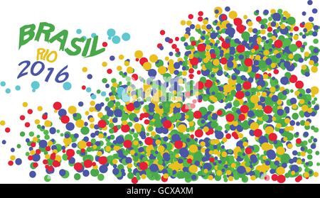 Brasil, Rio 2016 logo with colored circles. Digital vector image. Stock Vector