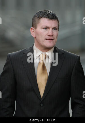 Ex-world boxing champion Ricky Hatton (left) and his father Ray, arrive ...