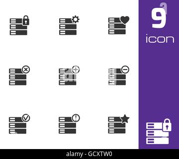 Vector black database icons set Stock Vector