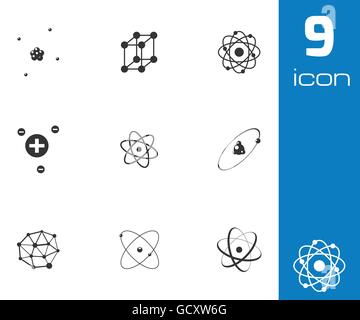 Vector black atom icons set Stock Vector