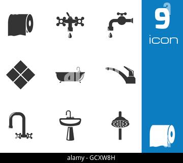 Vector black plumbing icon set Stock Vector Image & Art - Alamy