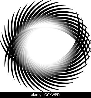 Dynamic irregular lines forming a circle element. Geometric shape made of bent lines Stock Vector
