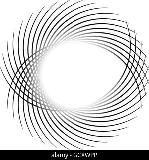 Dynamic irregular lines forming a circle element. Geometric shape made of bent lines Stock Vector
