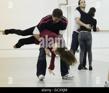 (Left to right) Gavin Henson and dancing partner Katya Virshilas and Jimi Mistry with Flavia Cacace during group rehearsals for Strictly Come Dancing, at Pineapple Dance Studios in Covent Garden, central London. Stock Photo