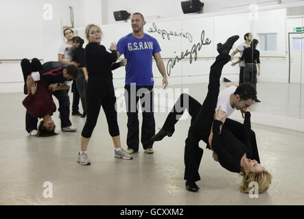 (Left to right) Felicity Kendal and dancing partner Vincent Simone, Patsy Kensit and Robin Windsor, Gavin Henson and Katya Virshilas, and Jimi Mistryand Flavia Cacace during group rehearsals for Strictly Come Dancing, at Pineapple Dance Studios in Covent Garden, central London. Stock Photo