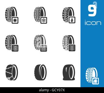 Vector black tire icon set Stock Vector