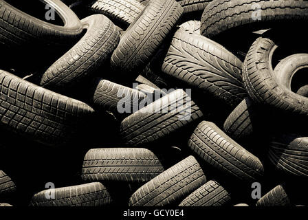 A pile of old tires, recycling Stock Photo