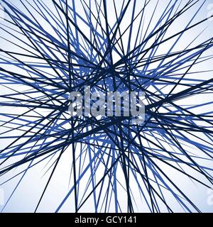 Random chaotic intersecting lines. Abstract geometric monochrome illustration. Stock Vector
