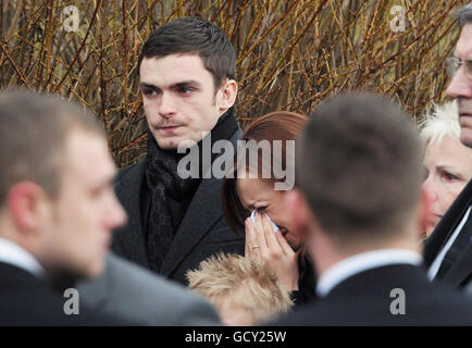 Manchester City footballer Adam Johnson attends the funeral of Rushden and Diamonds goalkeeper Dale Roberts at St Mary's Church, Horden, County Durham. Stock Photo