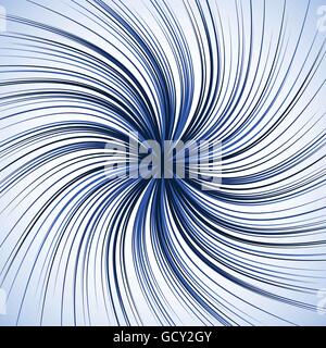 Spiral background with thin radial lines. Concentric, circular swirl, twirl pattern. Sunburst with rotation. Monochrome abstract Stock Vector