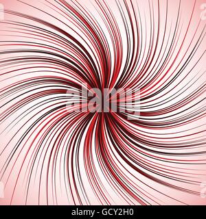 Spiral background with thin radial lines. Concentric, circular swirl, twirl pattern. Sunburst with rotation. Monochrome abstract Stock Vector